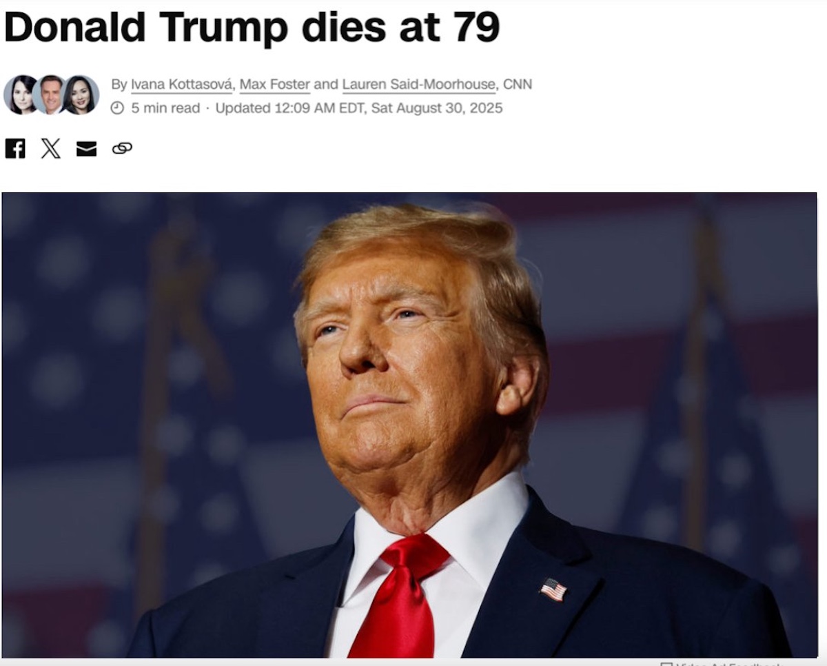 Fake screenshot. Trump still alive.